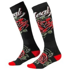 O'NEAL Unisex Socken Pro MX Roses, Schwarz Rot
