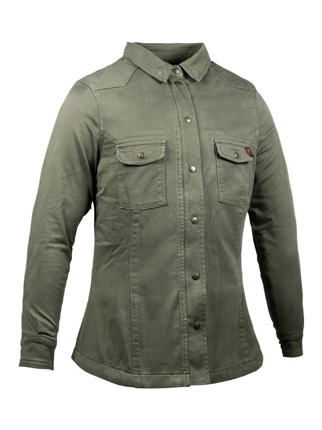 JOHN DOE Damen Motorradhemd Motoshirt - Oliv 2 JOHN DOE Damen Motorradhemd Motoshirt - Oliv – Bild 2