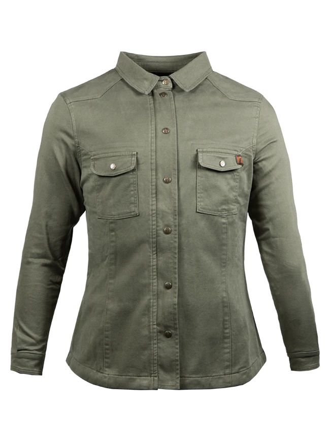 JOHN DOE Damen Motorradhemd Motoshirt - Oliv 1 JOHN DOE Damen Motorradhemd Motoshirt - Oliv